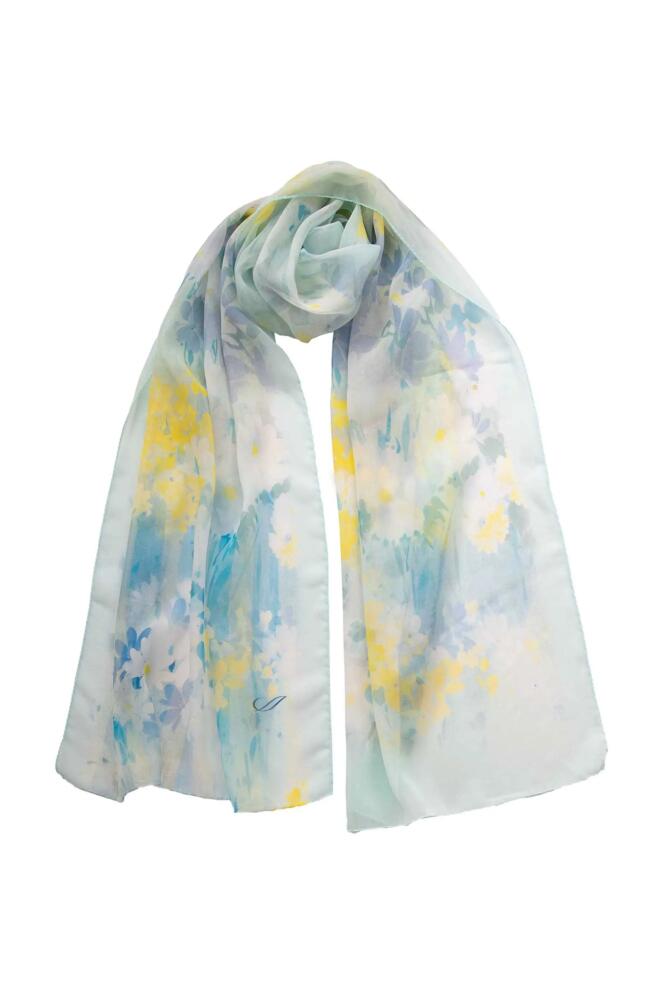 Elizabetta Meadow - Long Sheer Silk Scarf for Women in Sky Blue Cover