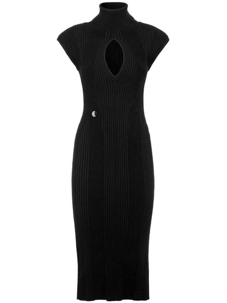 Philipp Plein shoulder-pads ribbed midi dress - Black Cover