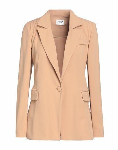 Berna Woman Blazer Camel Polyester Cover