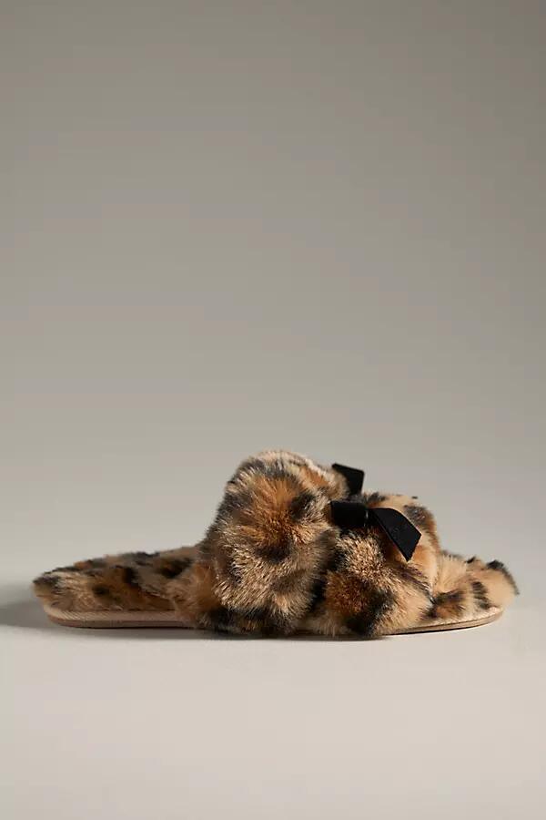 Maeve Faux-Fur Open-Toe Bow Slippers Cover