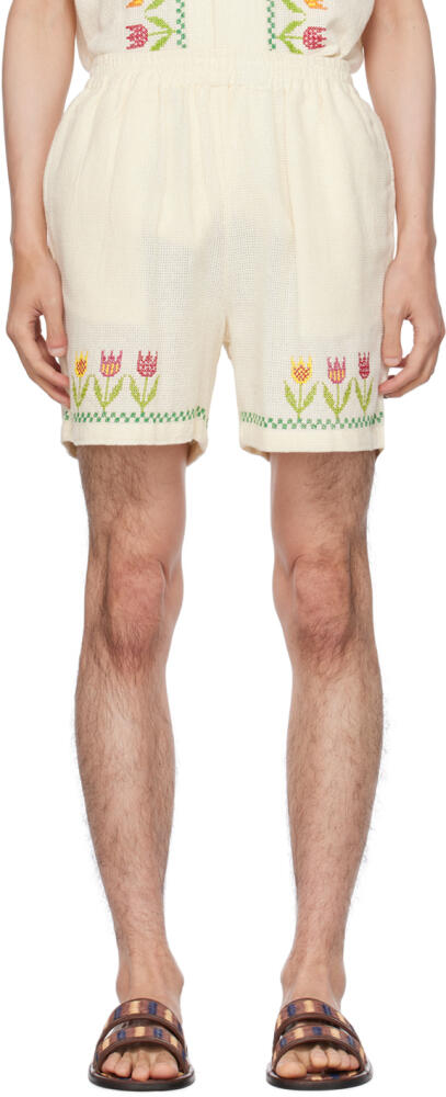 HARAGO Off-White Floral Shorts Cover