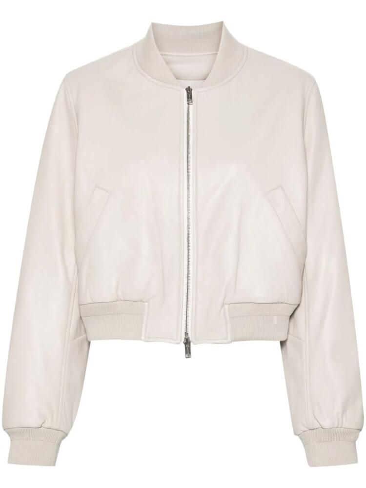 Yves Salomon leather bomber jacket - Grey Cover