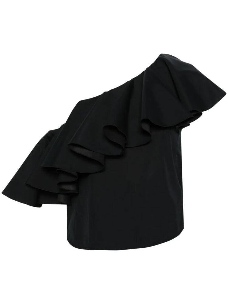 Giambattista Valli asymmetric ruffle-detail top - Black Cover