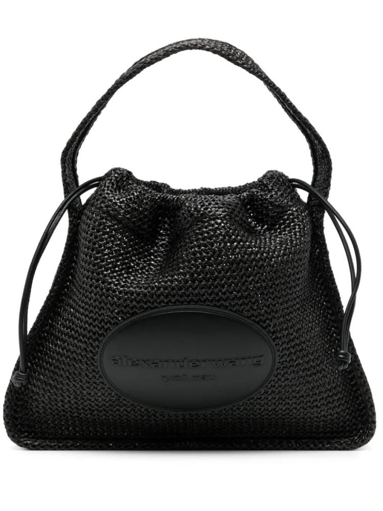 Alexander Wang large Ryan logo-patch raffia shoulder bag - Black Cover