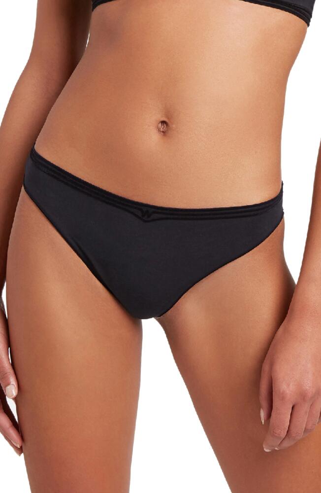 Wolford Cotton Contour 3W Thong in Black Cover