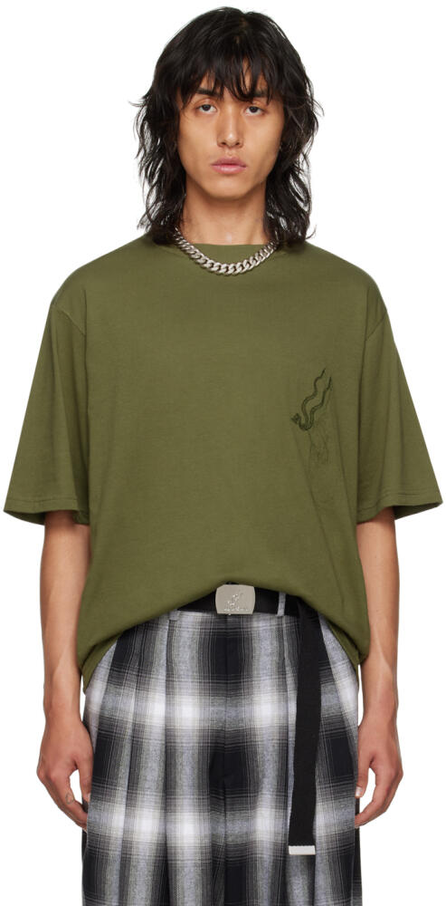 LU'U DAN Khaki Embroidered T-Shirt Cover