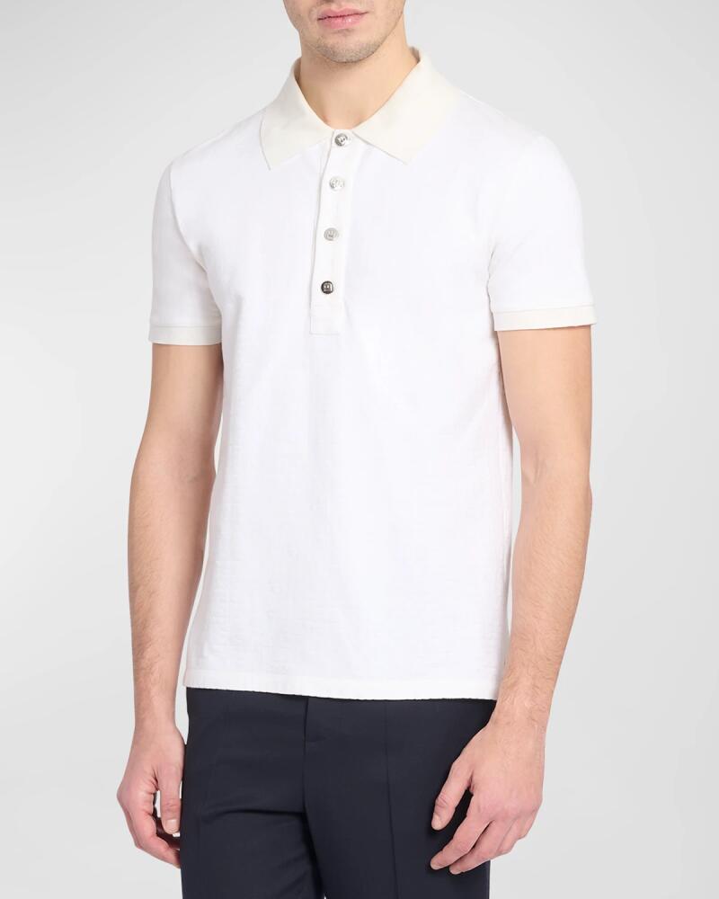 Balmain Men's Monogram Pique Polo Shirt Cover