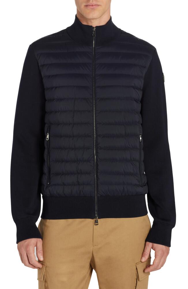 Moncler Quilted Down & Knit Cardigan in Navy Cover