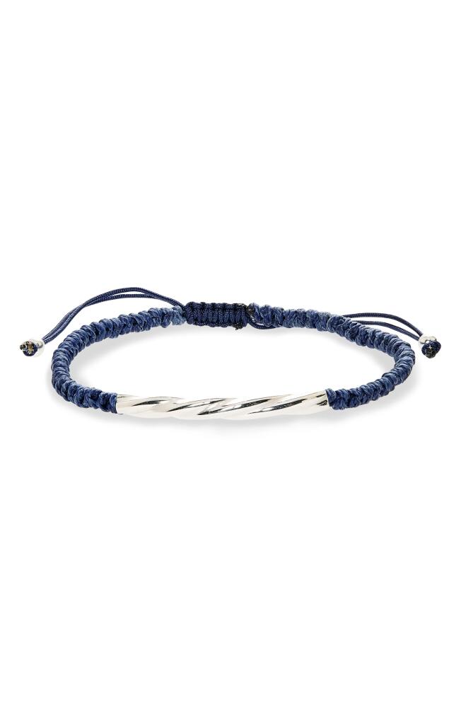 Caputo & Co. Men's Twisted Tube Macramé Slider Bracelet in Navy Cover