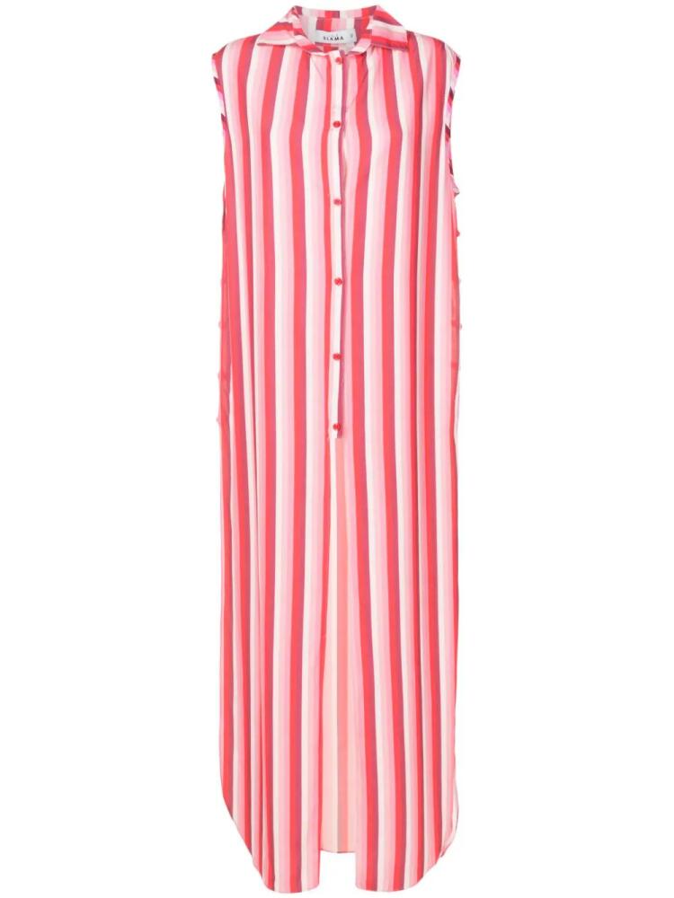 Amir Slama stripe-print long shirtdress - Pink Cover