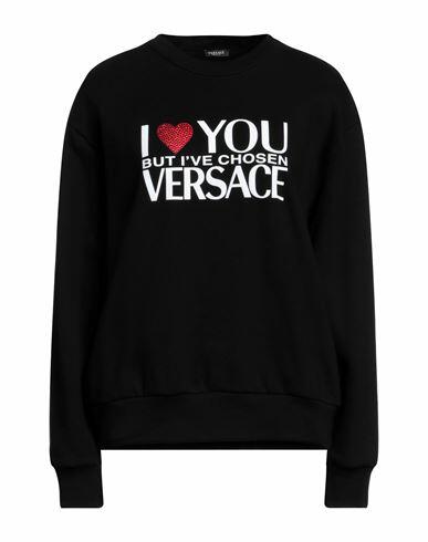 Versace Woman Sweatshirt Black Cotton, Glass, Elastane Cover