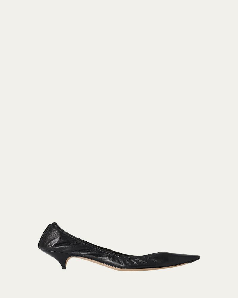 THE ROW Liisa Leather Kitten-Heel Pumps Cover