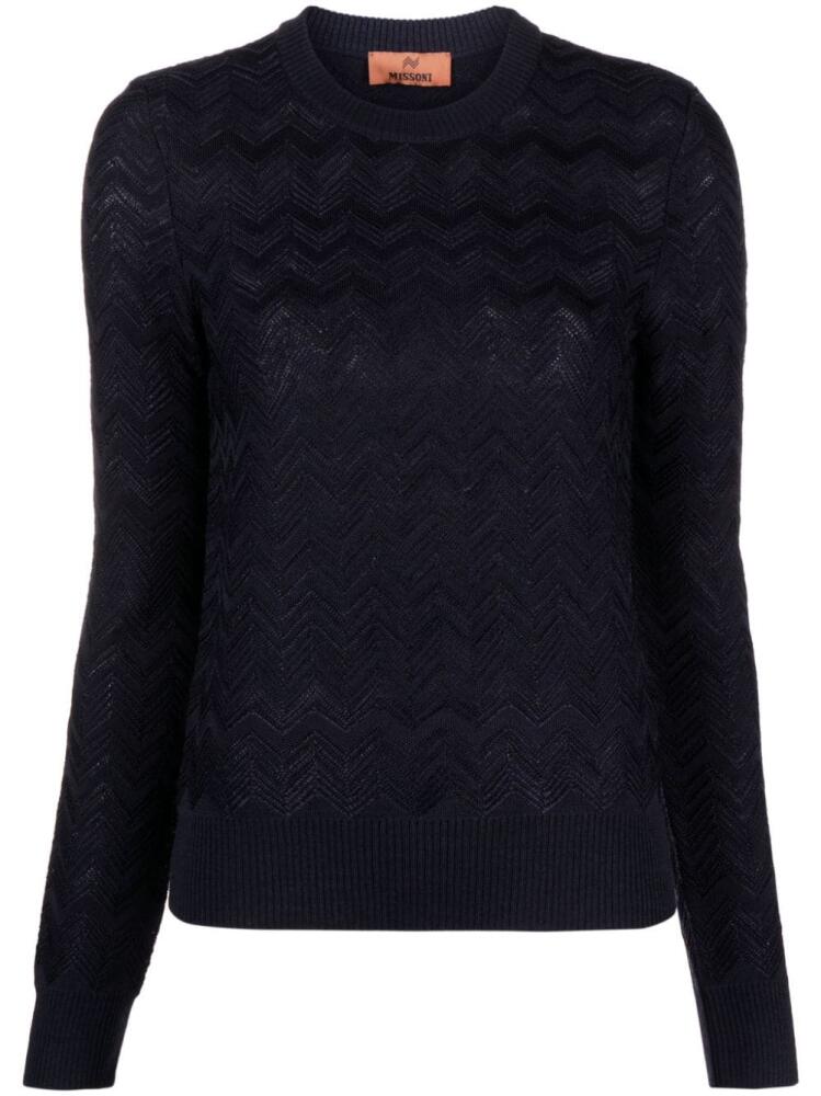 Missoni zigzag crochet-knit jumper - Blue Cover