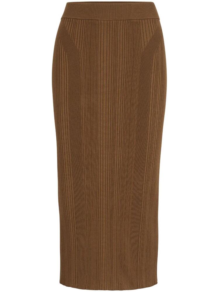 BOSS ribbed-knit midi skirt - Brown Cover