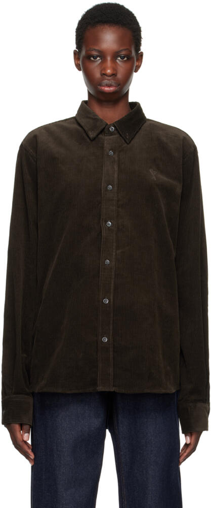 AMI Paris Brown Classic Fit Shirt Cover