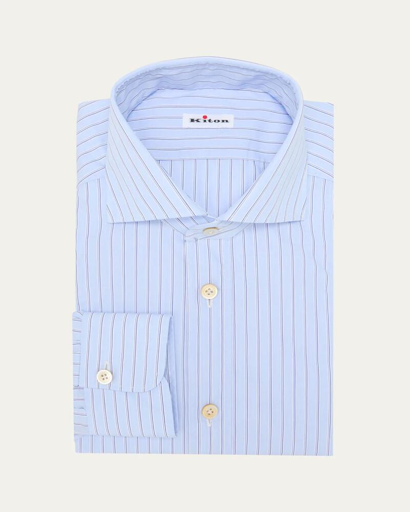 Kiton Men's Cotton Wide Stripe Dress Shirt Cover