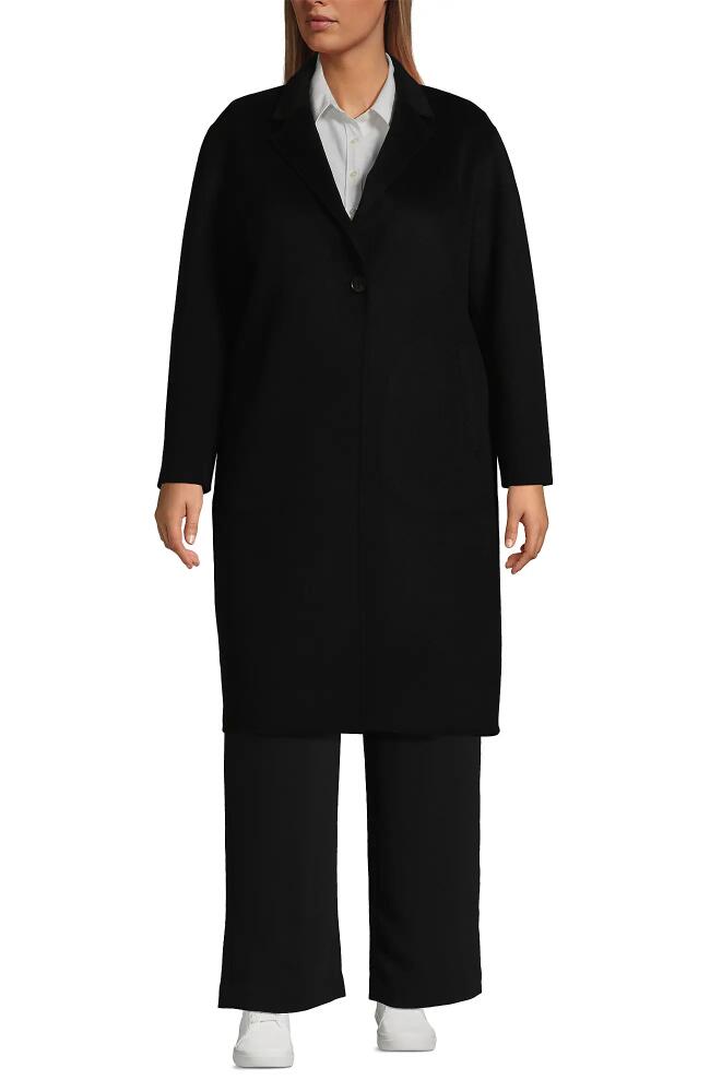 Lands' End Plus Size Wool Top Coat in Black Cover