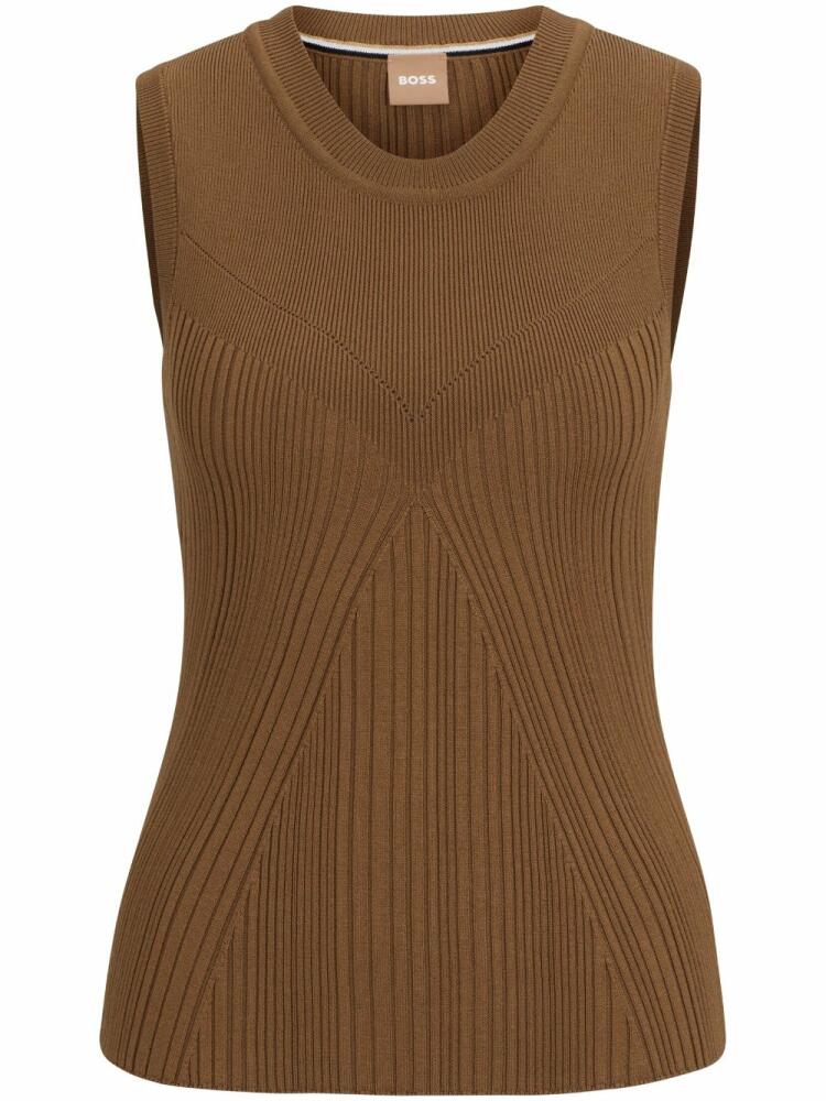 BOSS ribbed-knit tank top - Brown Cover