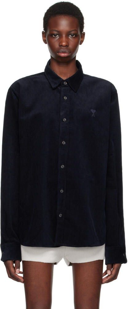 AMI Paris Navy Classic Fit Shirt Cover