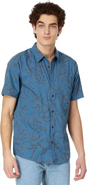 Volcom Stone Mash Short Sleeve Woven (Stone Blue) Men's Clothing Cover