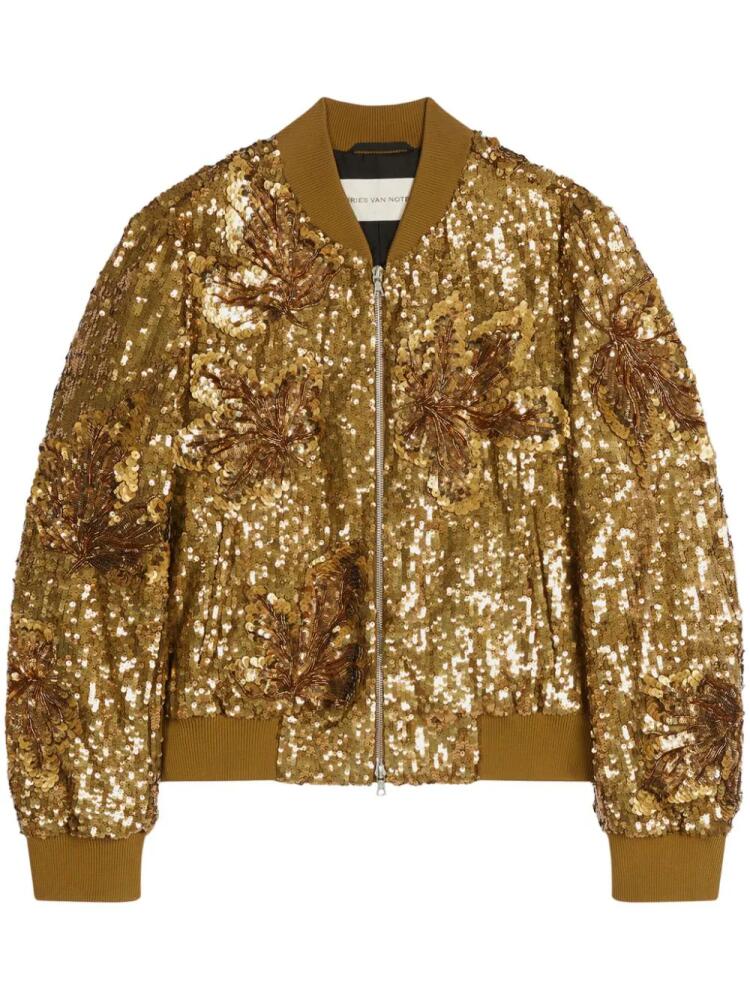 DRIES VAN NOTEN Sequin bomber jacket - Gold Cover