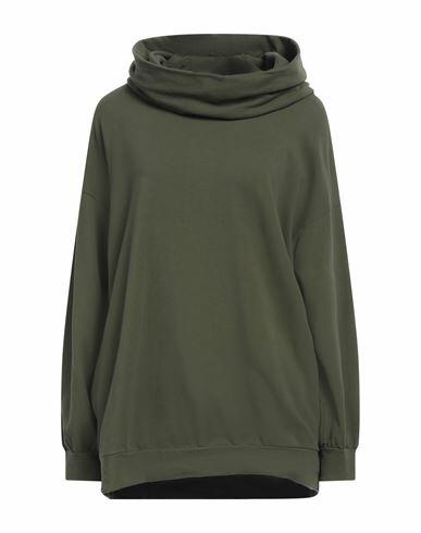 Alessia Santi Woman Sweatshirt Military green Cotton, Elastane Cover