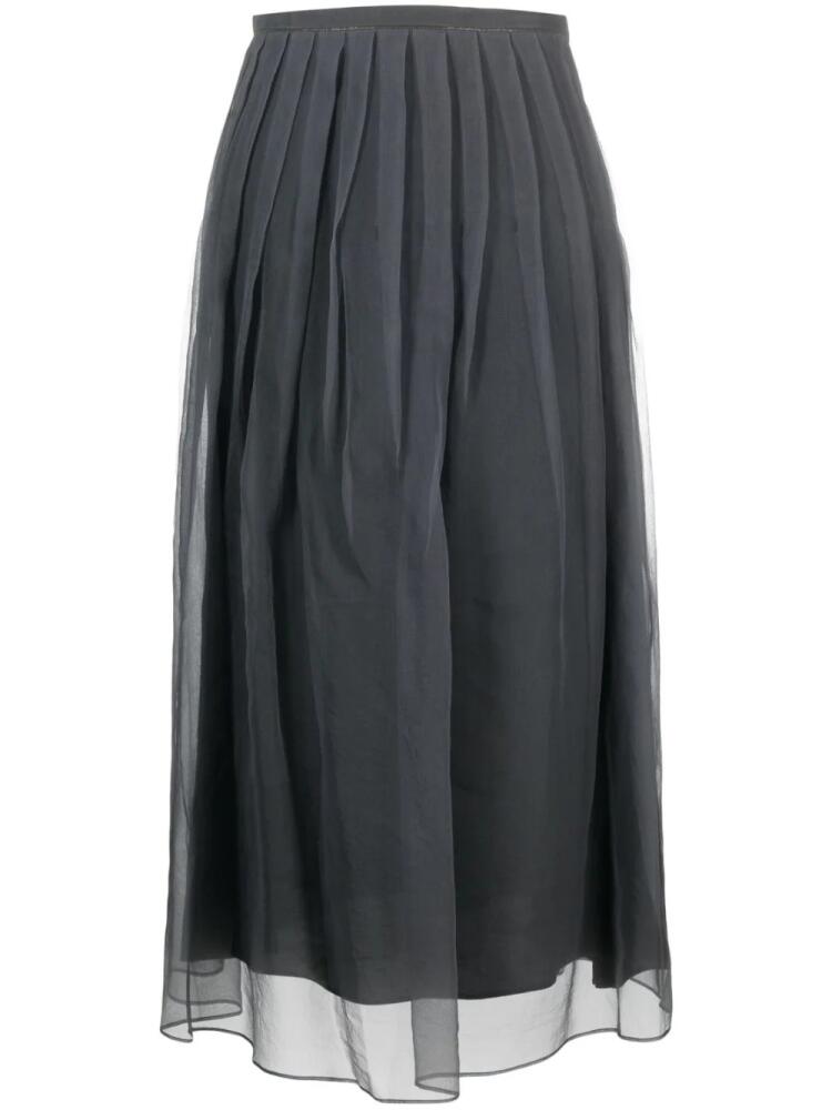 Brunello Cucinelli pleated chiffon midi skirt - Grey Cover