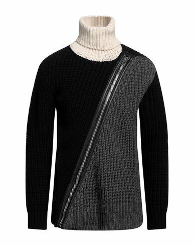 Les Hommes Man Turtleneck Black Virgin Wool Cover