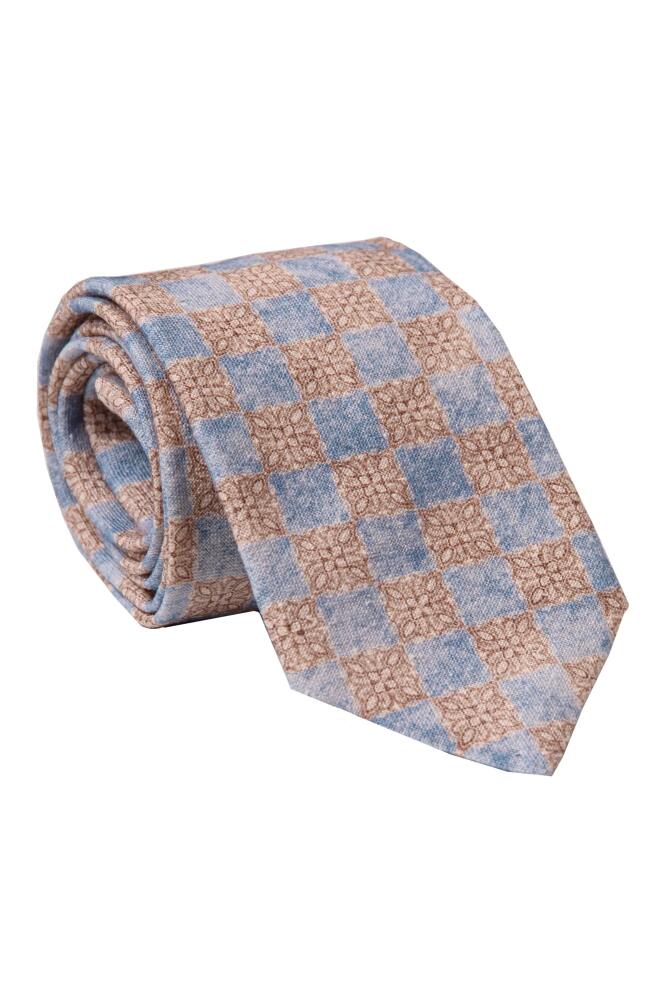 Elizabetta Ponza - Extra Long Printed Silk Tie for Men in Azure Cover