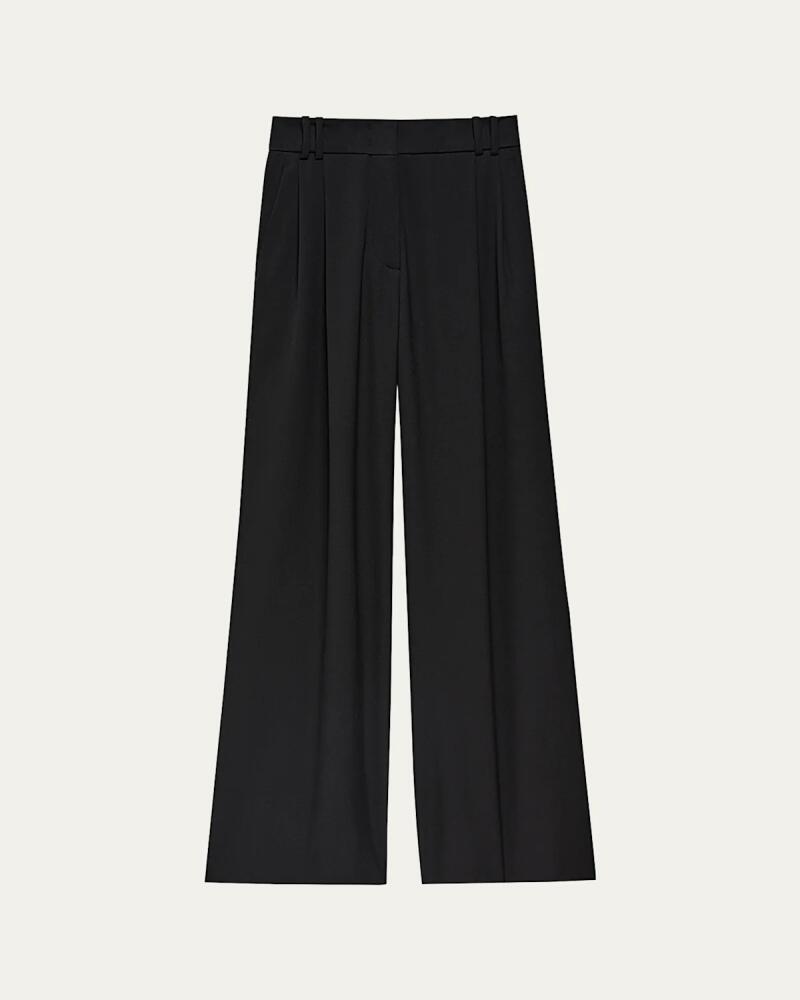 Another Tomorrow Pleated Wide Leg Wool Trousers Cover