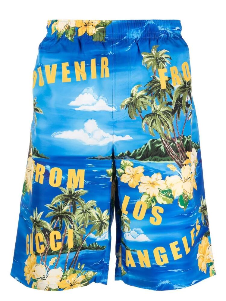 Gucci graphic-print swim shorts - Blue Cover