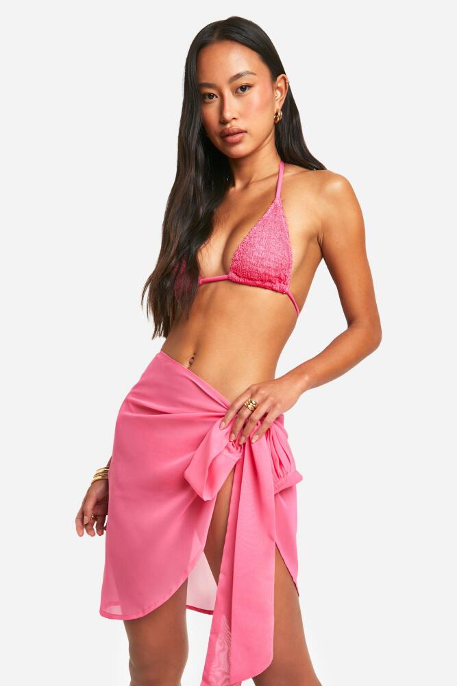 boohoo Womens Tie Beach Mini Sarong - Pink Cover