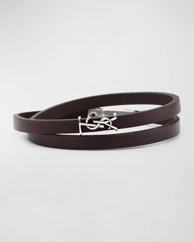 Saint Laurent Leather Double-Wrap YSL Bracelet Cover