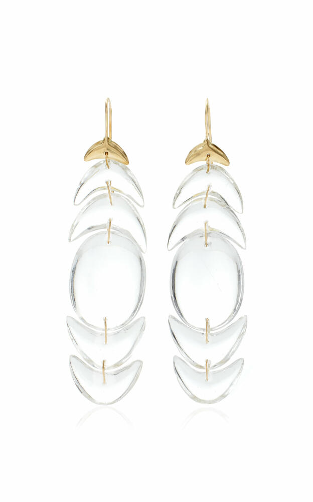 Ten Thousand Things - Double Peacock 18K Yellow Gold Crystal Earrings - White - Gifts For Her Cover