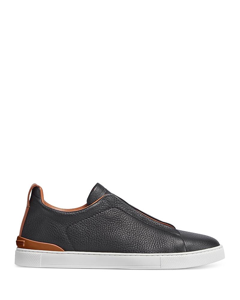 Zegna Men's Deerskin Triple Stitch Low Top Sneakers Cover