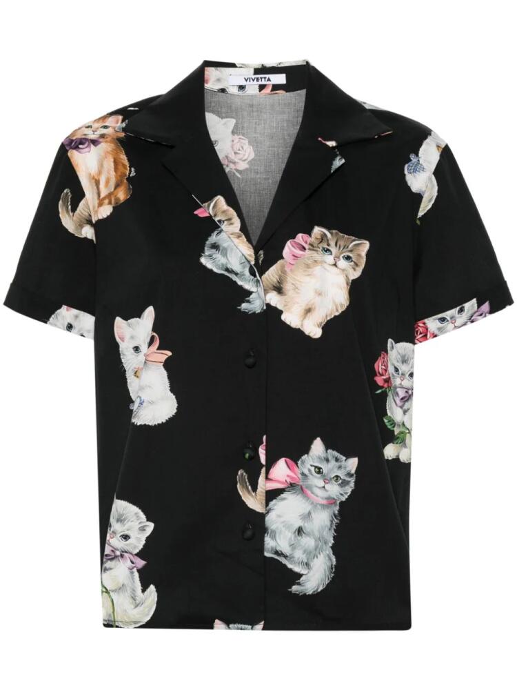 Vivetta kitty-print poplin shirt - Black Cover