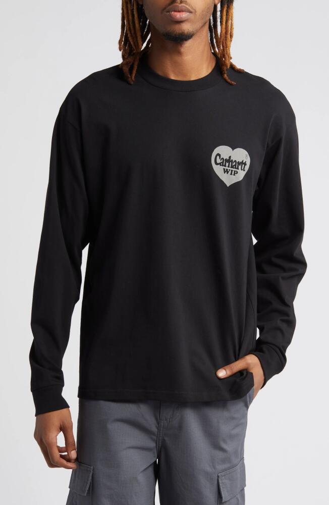 Carhartt Work In Progress Spree Long Sleeve Organic Cotton Graphic T-Shirt in Black /Grey Cover