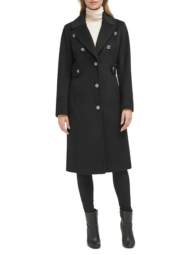 Kenneth Cole Women's Military Wool Blend Overcoat - Black Cover