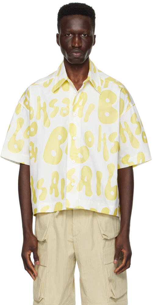 Bonsai White & Yellow Printed Shirt Cover