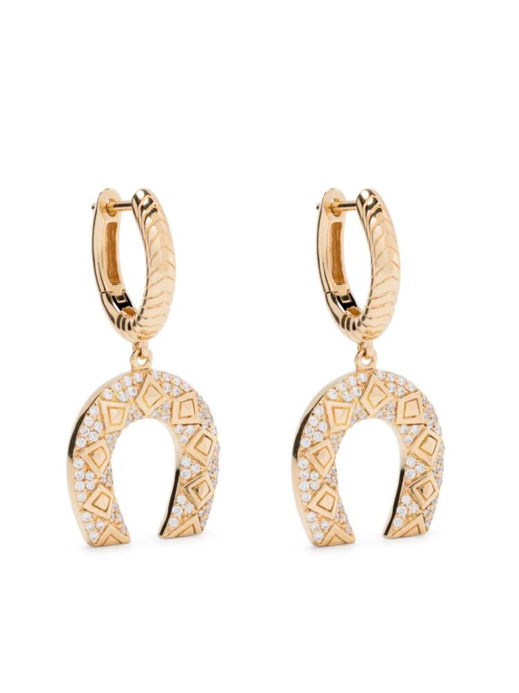 Harwell Godfrey 18kt yellow gold Horseshoe diamond drop earrings Cover