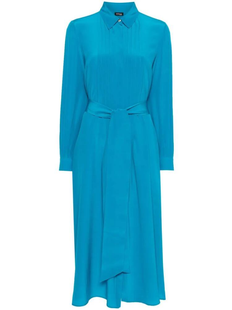 Kiton pleat-detail silk midi dress - Blue Cover