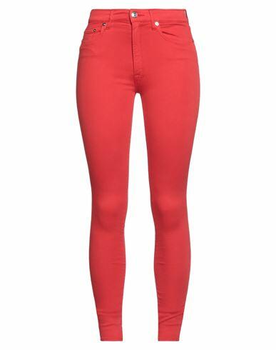 (+) People Woman Pants Red Cotton, Polyester, Lycra Cover