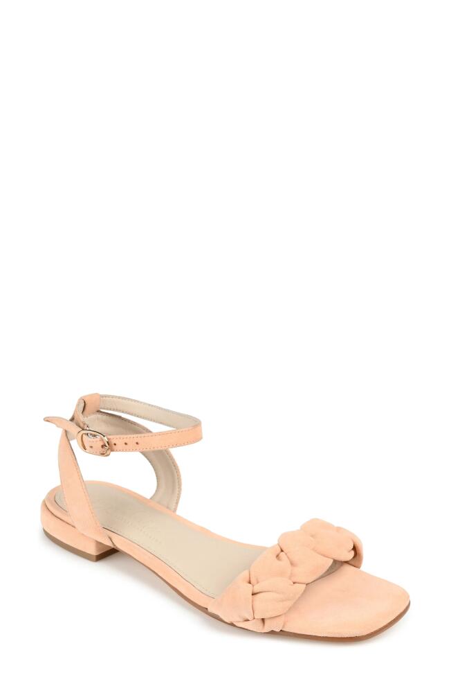 Journee Signature Sellma Braided Ankle Strap Sandal in Coral Cover