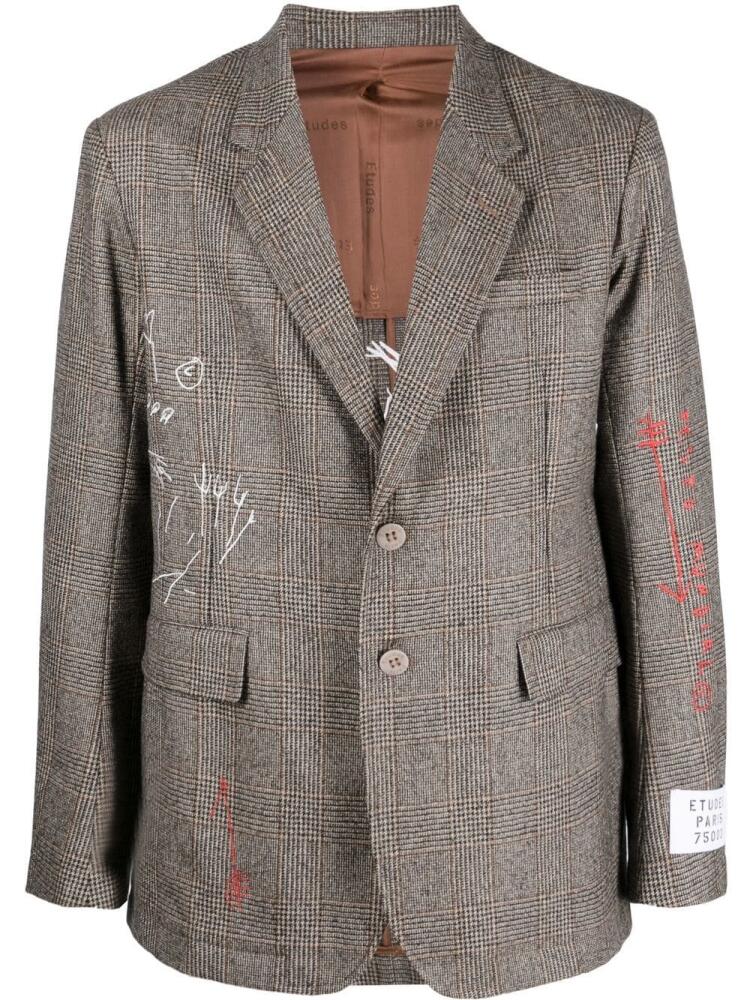 Etudes scribble-print single-breasted blazer - Brown Cover