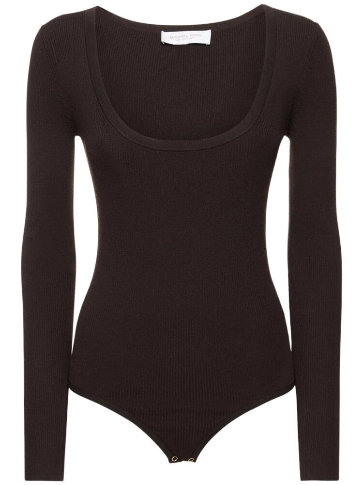 MICHAEL KORS COLLECTION Scoop Neck Wool Blend Knit Bodysuit Cover