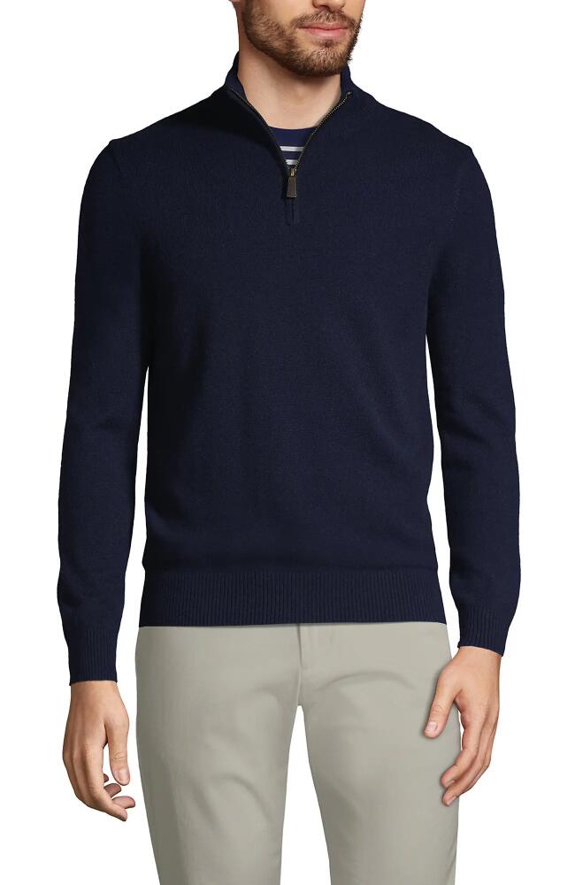 Lands' End Fine Gauge Cashmere Quarter Zip in Radiant Navy Cover