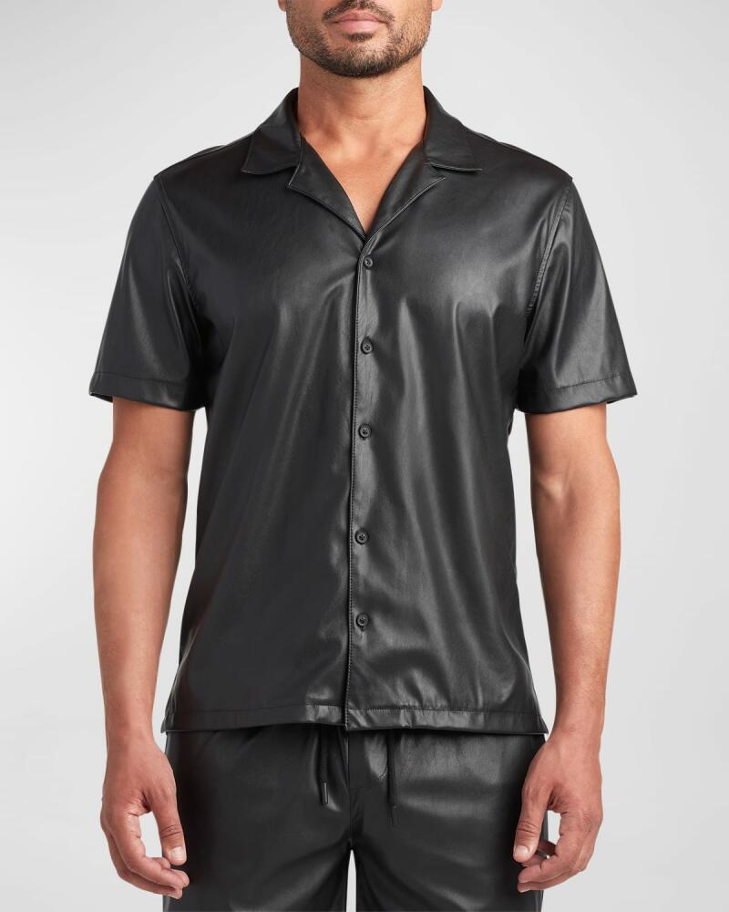 monfrere Men's Bond Faux-Leather Camp Shirt Cover