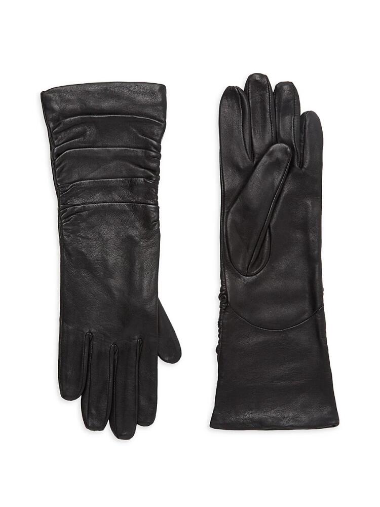 Saks Fifth Avenue Women's Ruched Leather Gloves - Black Cover