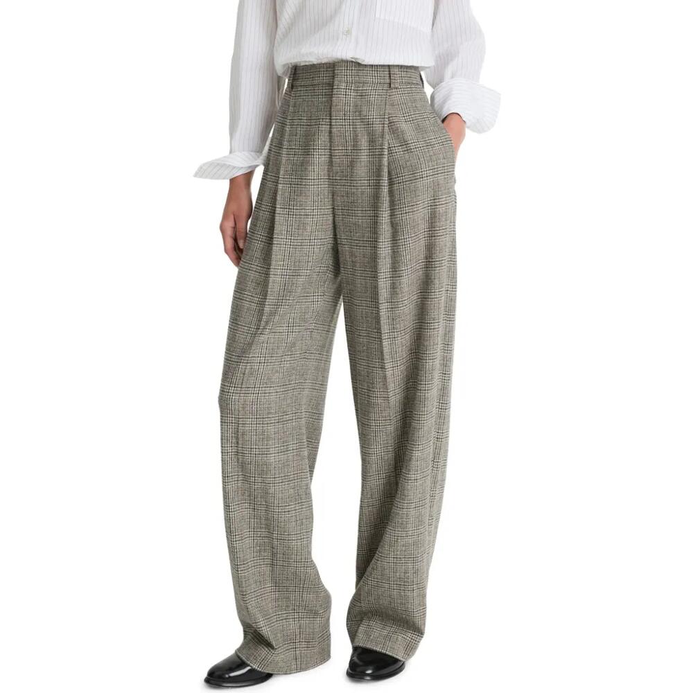 Vince Plaid High Waist Wool Blend Pants in Heritage Grey Cover