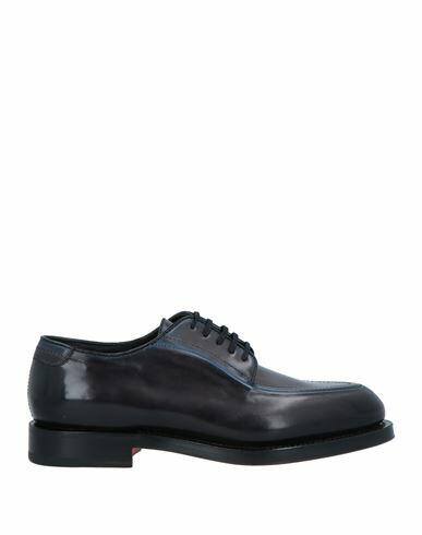 Santoni Man Lace-up shoes Black Leather Cover